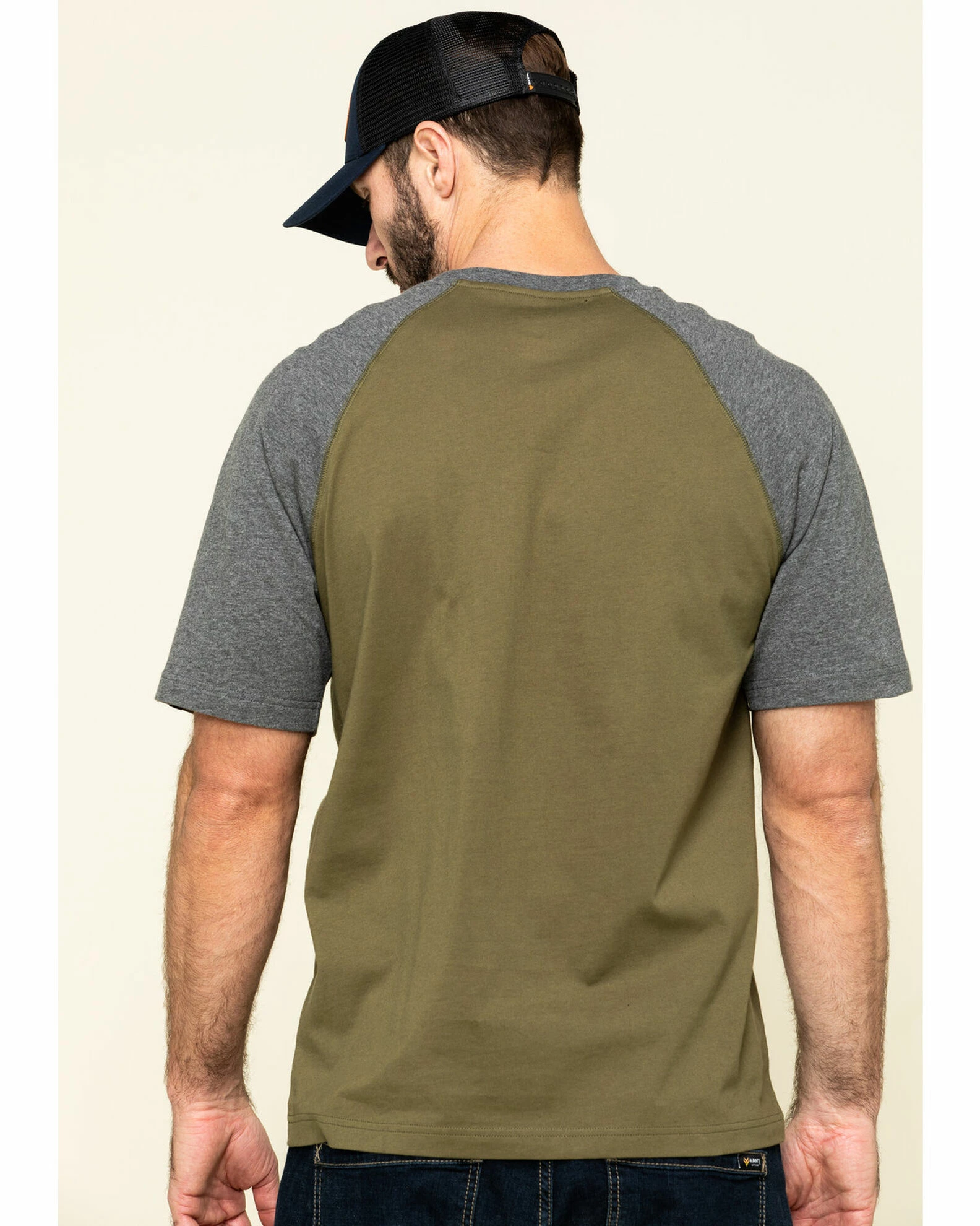 Hawx Men's Olive Midland Short Sleeve Baseball Work T-Shirt 4 Hawx Men's Olive Midland Short Sleeve Baseball Work T-Shirt - Image 2