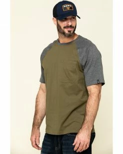 Hawx Men's Olive Midland Short Sleeve Baseball Work T-Shirt 11 Hawx Men's Olive Midland Short Sleeve Baseball Work T-Shirt -Hawx Shop 2000306739 341 P3