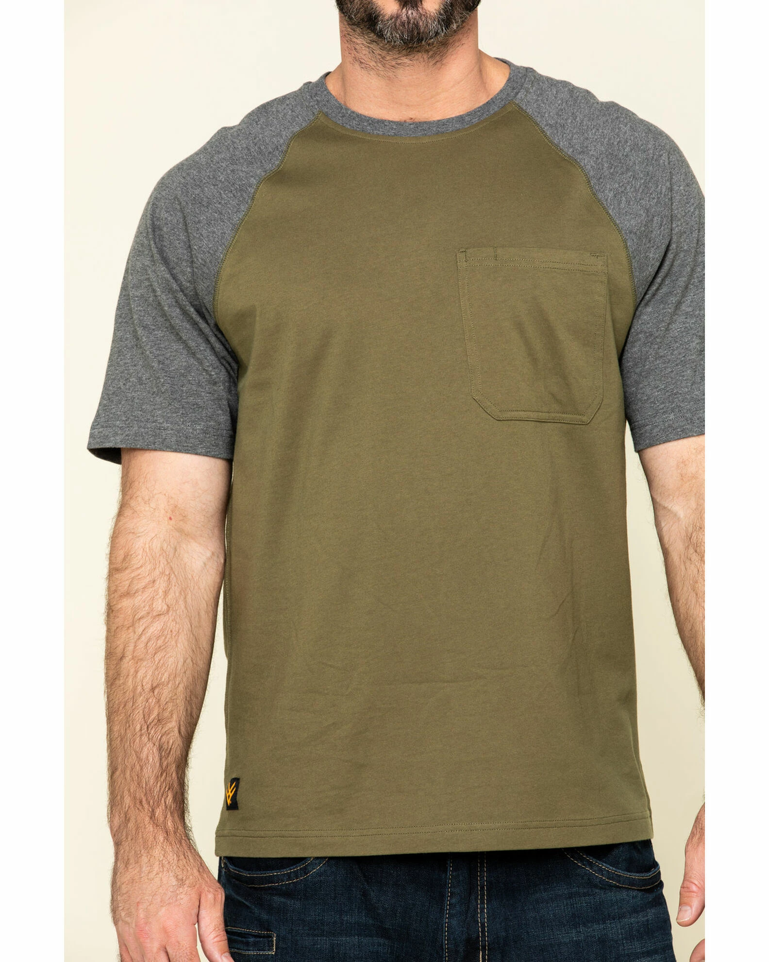 Hawx Men's Olive Midland Short Sleeve Baseball Work T-Shirt 6 Hawx Men's Olive Midland Short Sleeve Baseball Work T-Shirt - Image 4
