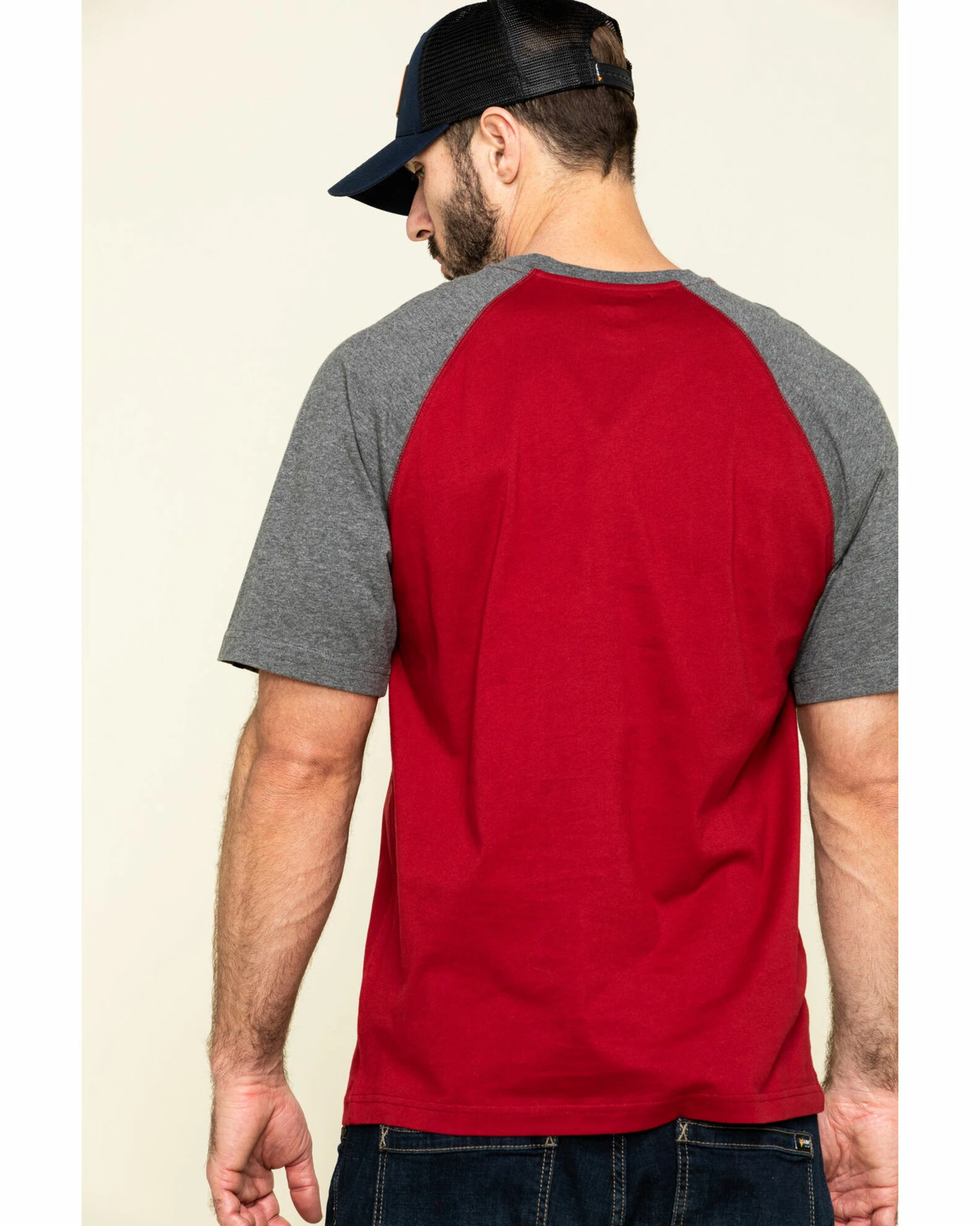 Hawx Men's Red Midland Short Sleeve Baseball Work T-Shirt - Big 4 Hawx Men's Red Midland Short Sleeve Baseball Work T-Shirt - Big - Image 2