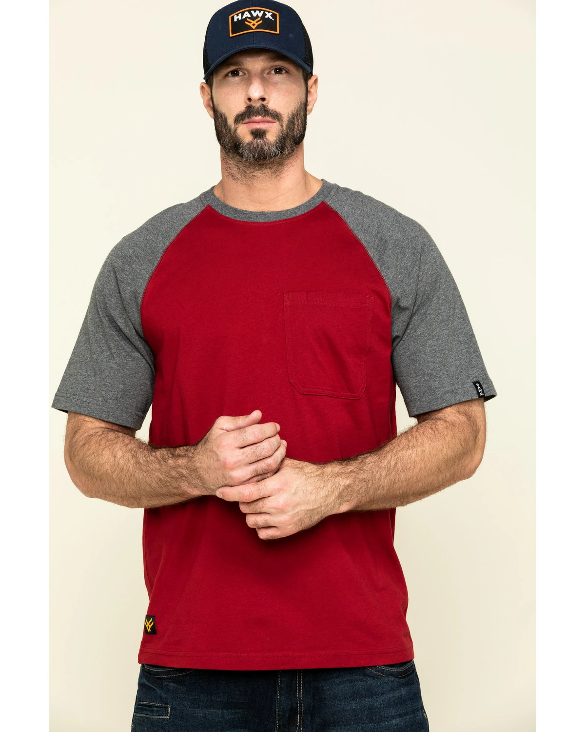Hawx Men's Red Midland Short Sleeve Baseball Work T-Shirt - Tall 9 Hawx Men's Red Midland Short Sleeve Baseball Work T-Shirt - Tall - Image 7