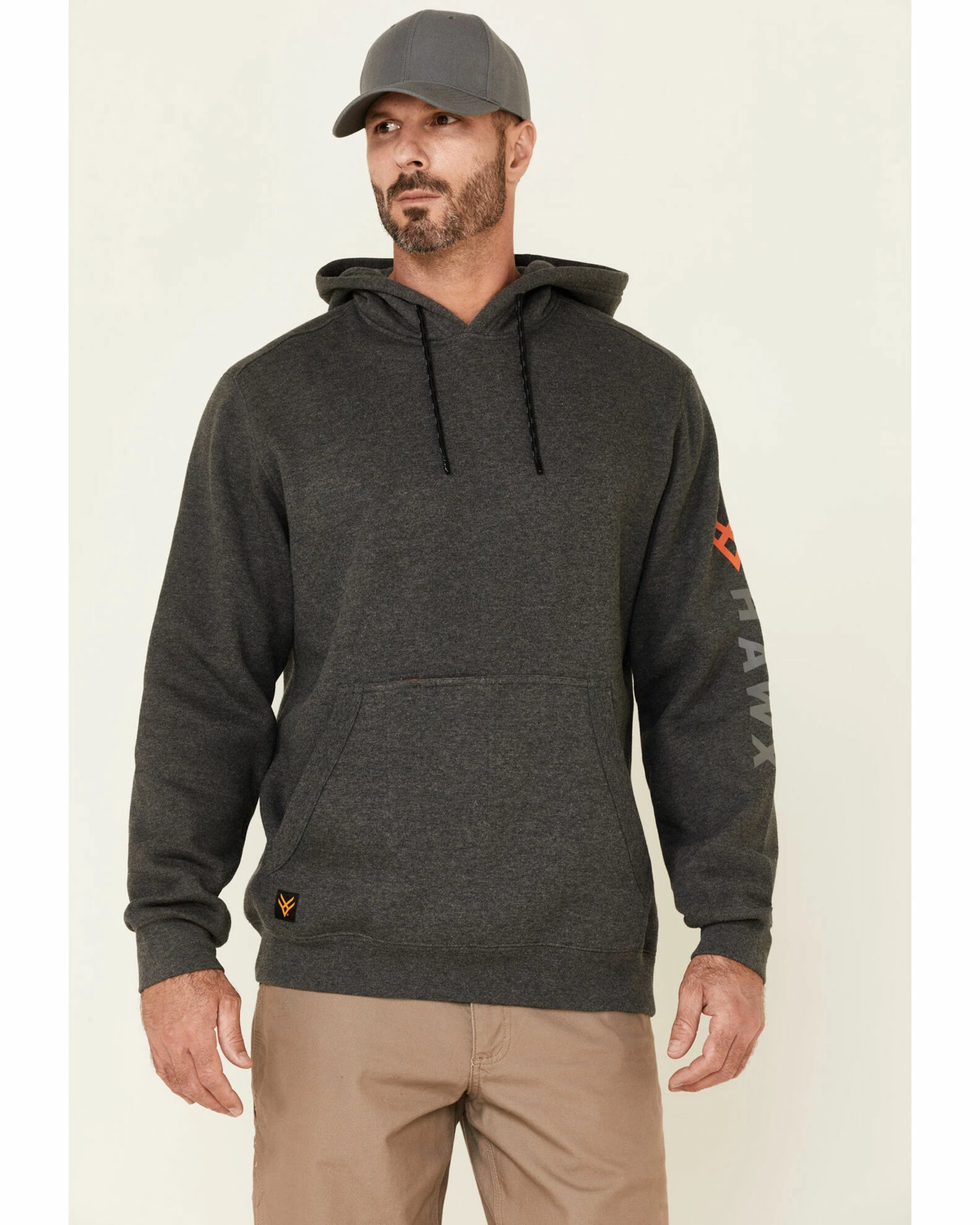 Hawx Men's Dark Grey Primo Logo Fleece-Lined Work Hooded Work Sweatshirt 3 Hawx Men's Dark Grey Primo Logo Fleece-Lined Work Hooded Work Sweatshirt