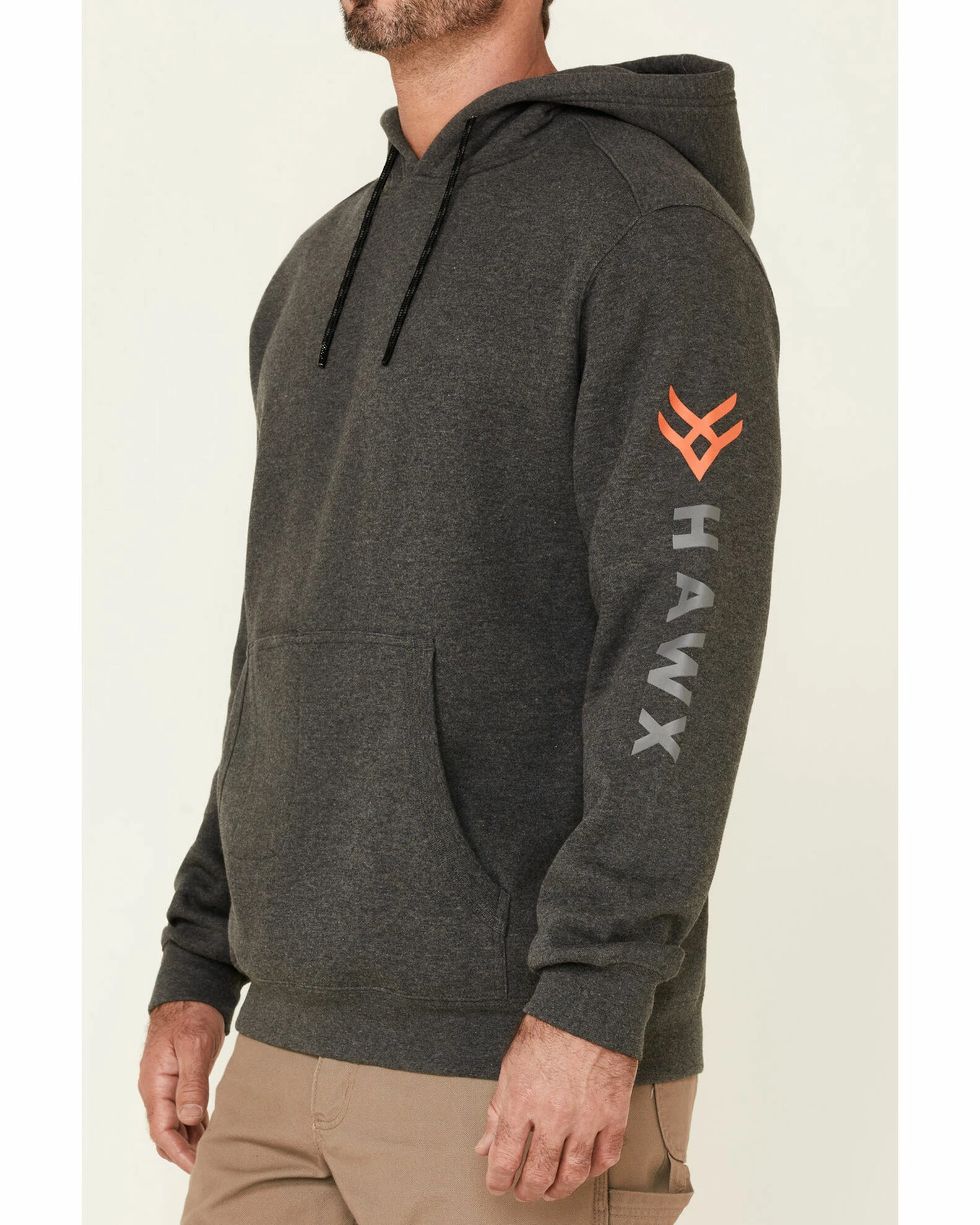 Hawx Men's Dark Grey Primo Logo Fleece-Lined Work Hooded Work Sweatshirt 5 Hawx Men's Dark Grey Primo Logo Fleece-Lined Work Hooded Work Sweatshirt - Image 3