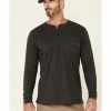 Hawx Men's Dark Grey Pocket Henley Original Long Sleeve Work T-Shirt  -Hawx Shop 2000325308 021 P1