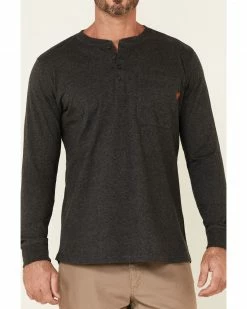 Hawx Men's Dark Grey Pocket Henley Original Long Sleeve Work T-Shirt  -Hawx Shop 2000325308 021 P3