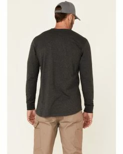 Hawx Men's Dark Grey Pocket Henley Original Long Sleeve Work T-Shirt  -Hawx Shop 2000325308 021 P4