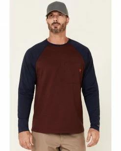 Hawx Men's Dark Red Original Baseball Crew Long Sleeve Work T-ShirtÂ