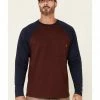 Hawx Men's Dark Red Original Baseball Crew Long Sleeve Work T-Shirt - Tall  -Hawx Shop 2000325310 601 P1
