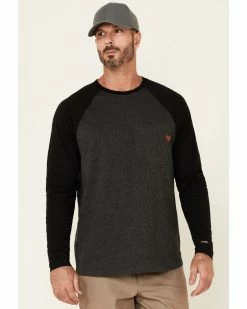 Hawx Men's Dark Grey Original Baseball Crew Long Sleeve Work T-Shirt  -Hawx Shop 2000325311 021 P1 1