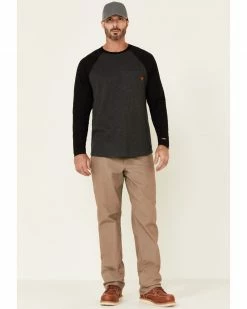 Hawx Men's Dark Grey Original Baseball Crew Long Sleeve Work T-Shirt  -Hawx Shop 2000325311 021 P2