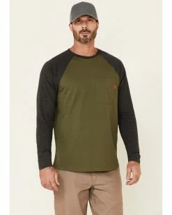 Hawx Men's Moss Green Original Baseball Crew Long Sleeve Work T-ShirtÂ