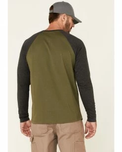 Hawx Men's Moss Green Original Baseball Crew Long Sleeve Work T-Shirt  -Hawx Shop 2000325313 370 P4