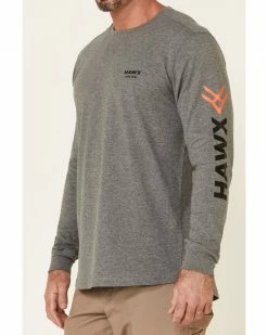 Hawx Men's Charcoal Original Logo Crew Long Sleeve Work T-Shirt  -Hawx Shop 2000325315 022 P3