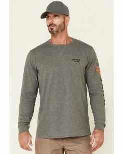 Hawx Men's Charcoal Original Logo Crew Long Sleeve Work T-Shirt - Tall 