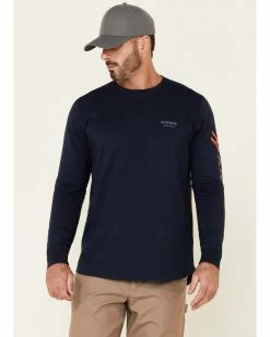 Hawx Men's Navy Original Logo Crew Long Sleeve Work T-Shirt -Â Tall