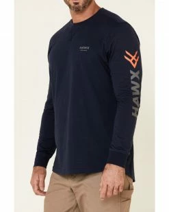 Hawx Men's Navy Original Logo Crew Long Sleeve Work T-Shirt - Tall -Hawx Shop 2000325318 410 P3