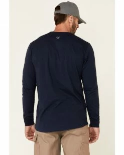 Hawx Men's Navy Original Logo Crew Long Sleeve Work T-Shirt - Tall -Hawx Shop 2000325318 410 P4