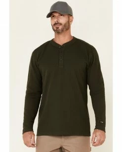 Hawx Men's Dark Green Thermal Henley Long Sleeve Work Shirt
