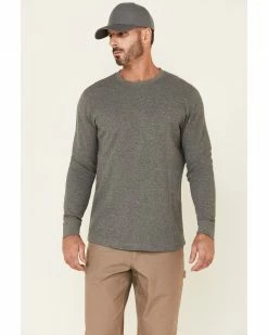 Hawx Men's Dark Grey Thermal Waffle Gear Graphic Crew Long Sleeve Work Shirt 