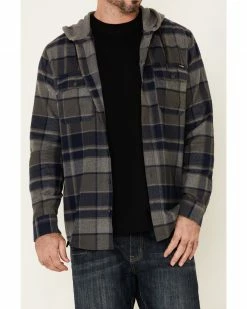 Hawx Men's Dark Grey Townsend Plaid Hooded Long Sleeve Flannel Work Shirt  -Hawx Shop 2000325323 021 P3