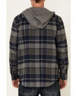 Hawx Men's Dark Grey Townsend Plaid Hooded Long Sleeve Flannel Work Shirt  -Hawx Shop 2000325323 021 P4
