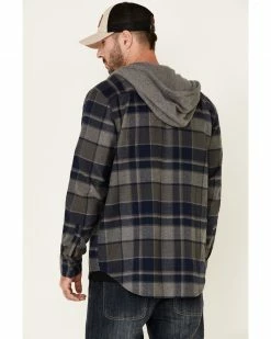 Hawx Men's Dark Grey Townsend Plaid Hooded Long Sleeve Flannel Work Shirt  -Hawx Shop 2000325323 021 P5