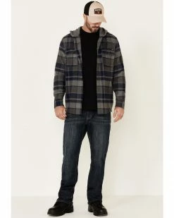 Hawx Men's Dark Grey Townsend Plaid Hooded Long Sleeve Flannel Work Shirt - Tall -Hawx Shop 2000325324 021 P1 2