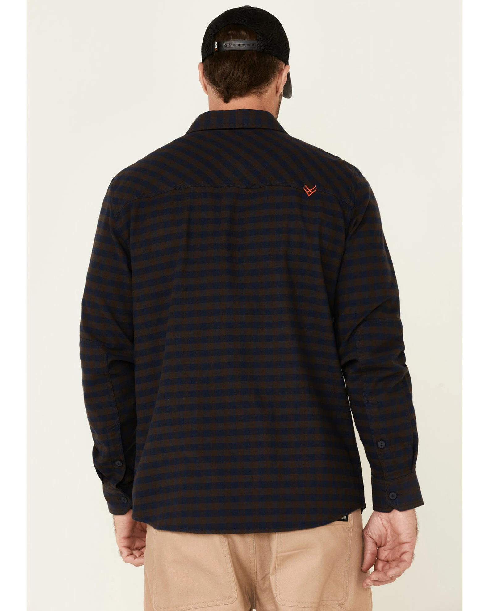 Hawx Men's Navy Newport Herringbone Stretch Check Long Sleeve Work Shirt 6 Hawx Men's Navy Newport Herringbone Stretch Check Long Sleeve Work Shirt - Image 4