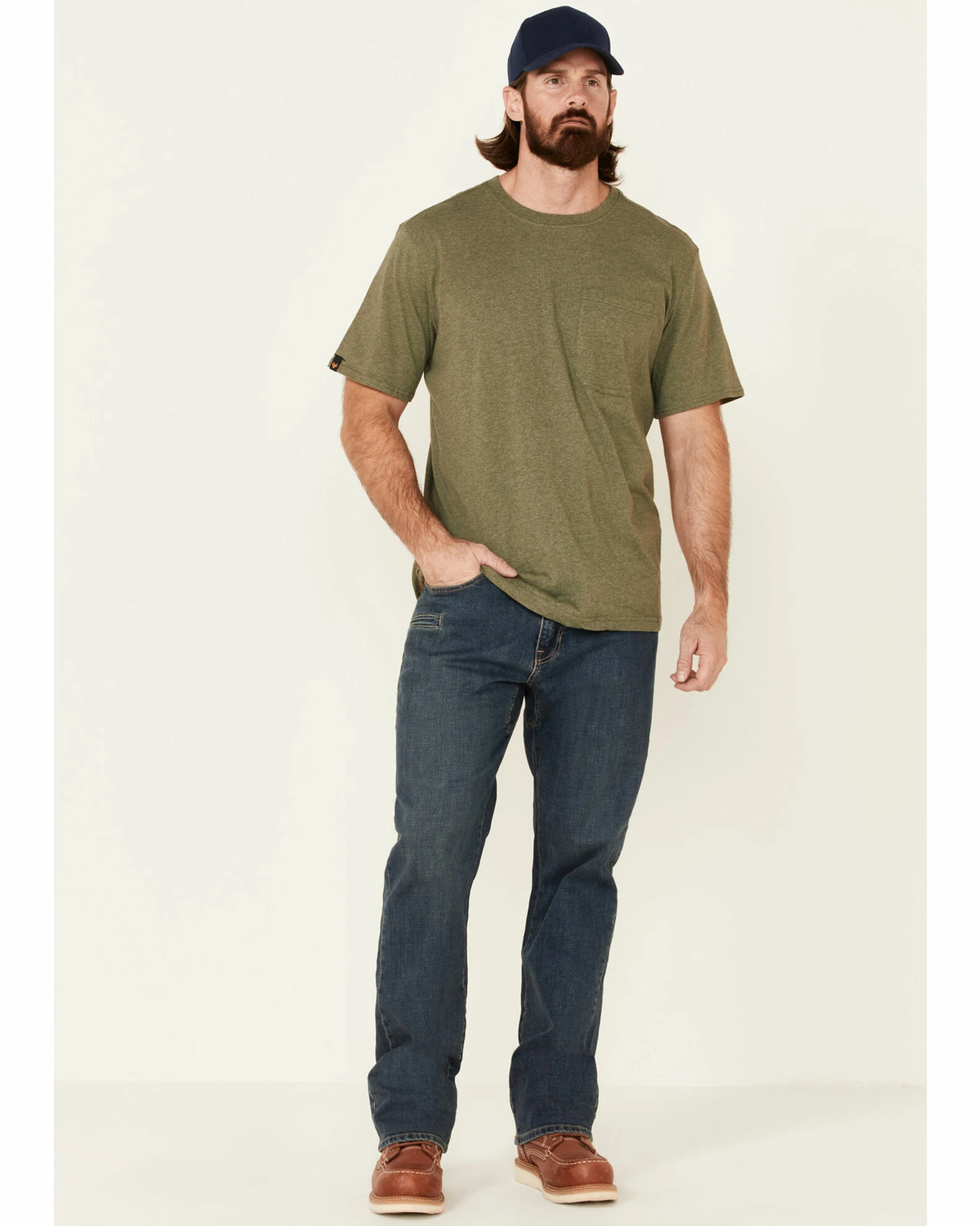 Hawx Men's Medium Wash Stretch Bootcut Lined Work Jeans Medium Blue 3 Hawx Men's Medium Wash Stretch Bootcut Lined Work Jeans Medium Blue