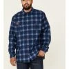 Hawx Men's FR Navy Plaid Long Sleeve Button-Down Work Shirt -Hawx Shop 2000325700 410 P1