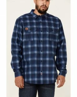 Hawx Men's FR Navy Plaid Long Sleeve Button-Down Work Shirt 9 Hawx Men's FR Navy Plaid Long Sleeve Button-Down Work Shirt -Hawx Shop 2000325700 410 P3