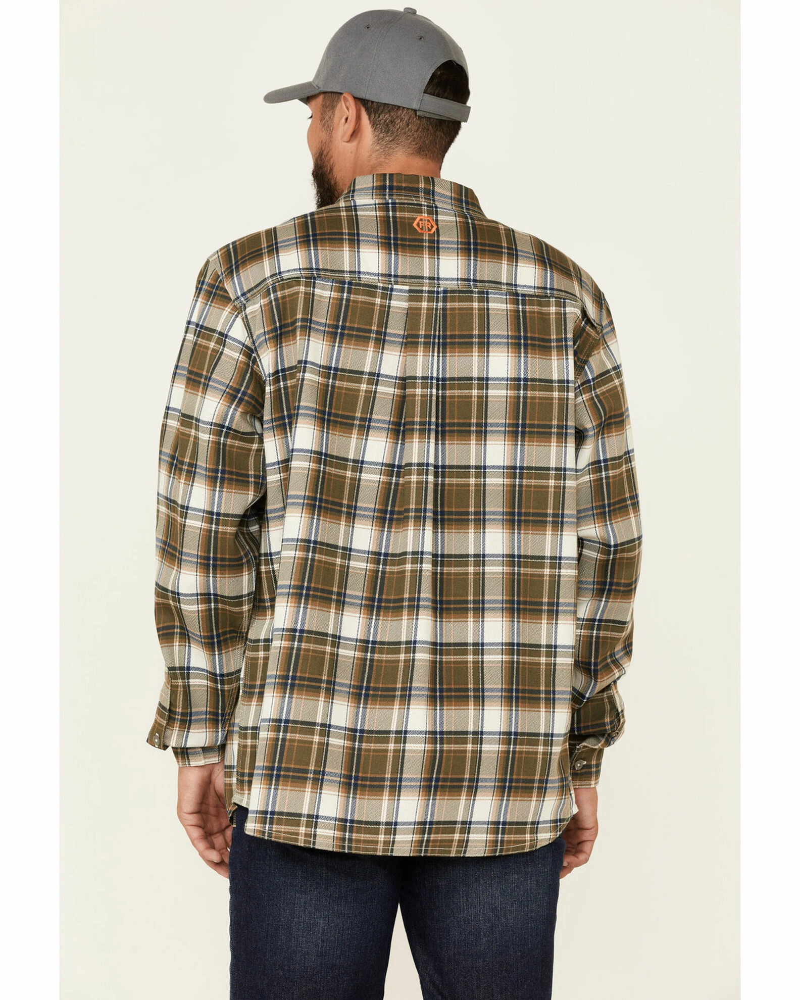 Hawx Men's FR Olive Woven Plaid Long Sleeve Button-Down Work Shirt 4 Hawx Men's FR Olive Woven Plaid Long Sleeve Button-Down Work Shirt - Image 2