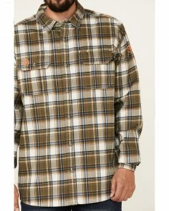Hawx Men's FR Olive Woven Plaid Long Sleeve Button-Down Work Shirt 10 Hawx Men's FR Olive Woven Plaid Long Sleeve Button-Down Work Shirt -Hawx Shop 2000325703 341 P4