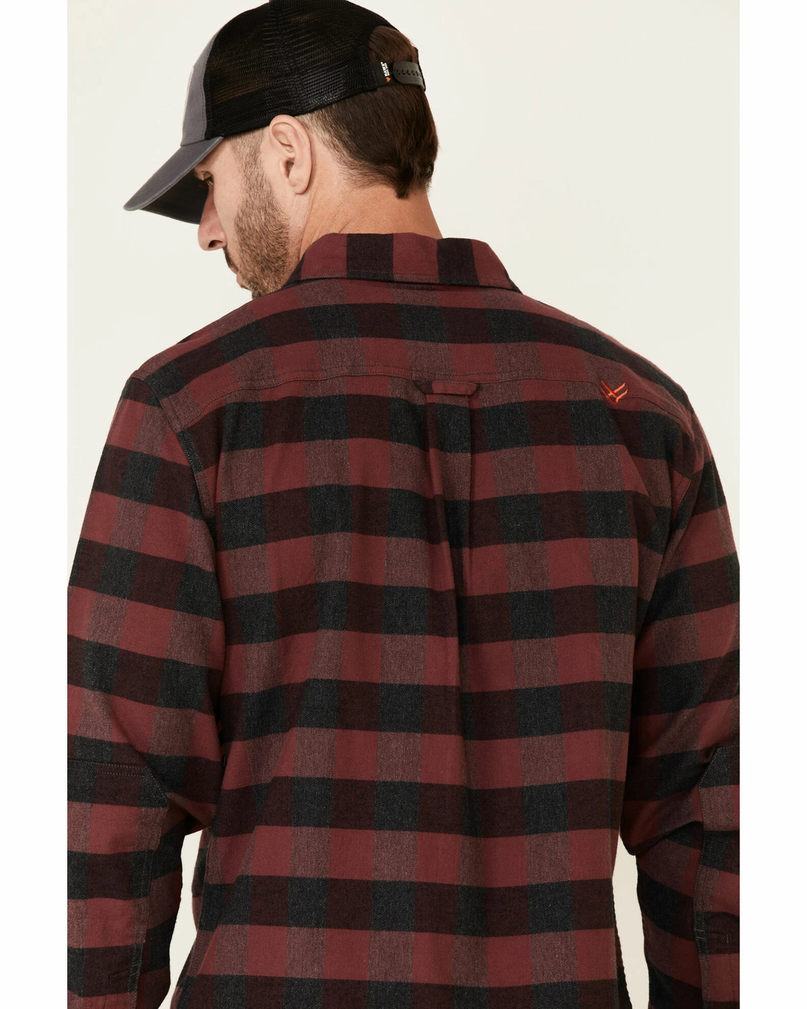 Hawx Men's Dark Red Harris Stretch Plaid Flannel Long Sleeve Button-down Work Shirt 7 Hawx Men's Dark Red Harris Stretch Plaid Flannel Long Sleeve Button-down Work Shirt - Image 5