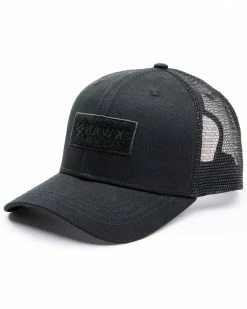 Hawx Men's Black Chenille Logo Patch Mesh-Back Ball Cap