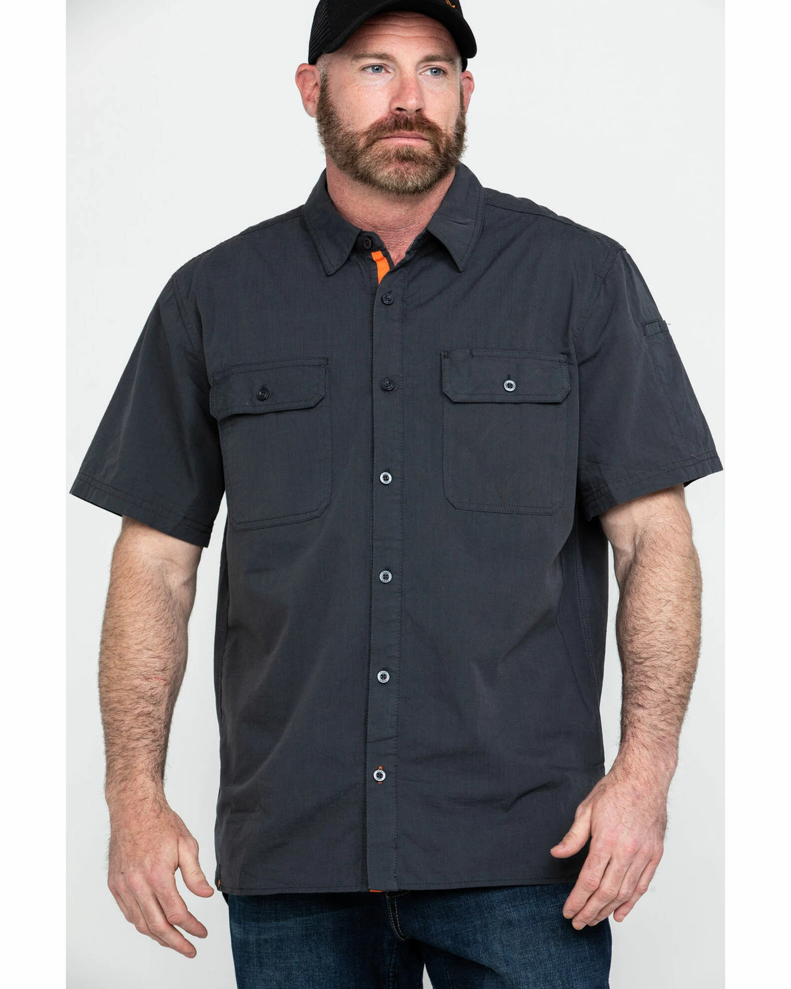 Hawx Men's Charcoal Solid Yarn Dye Two Pocket Short Sleeve Work Shirt - Big 3 Hawx Men's Charcoal Solid Yarn Dye Two Pocket Short Sleeve Work Shirt - Big