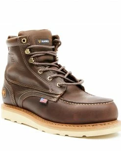 Hawx Men's Dark Brown USA Moc Wedge Work Boots - Steel Toe
