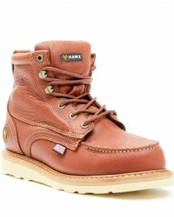 Hawx Men's Dark Brown USA Moc Wedge Work Boots - Soft Toe