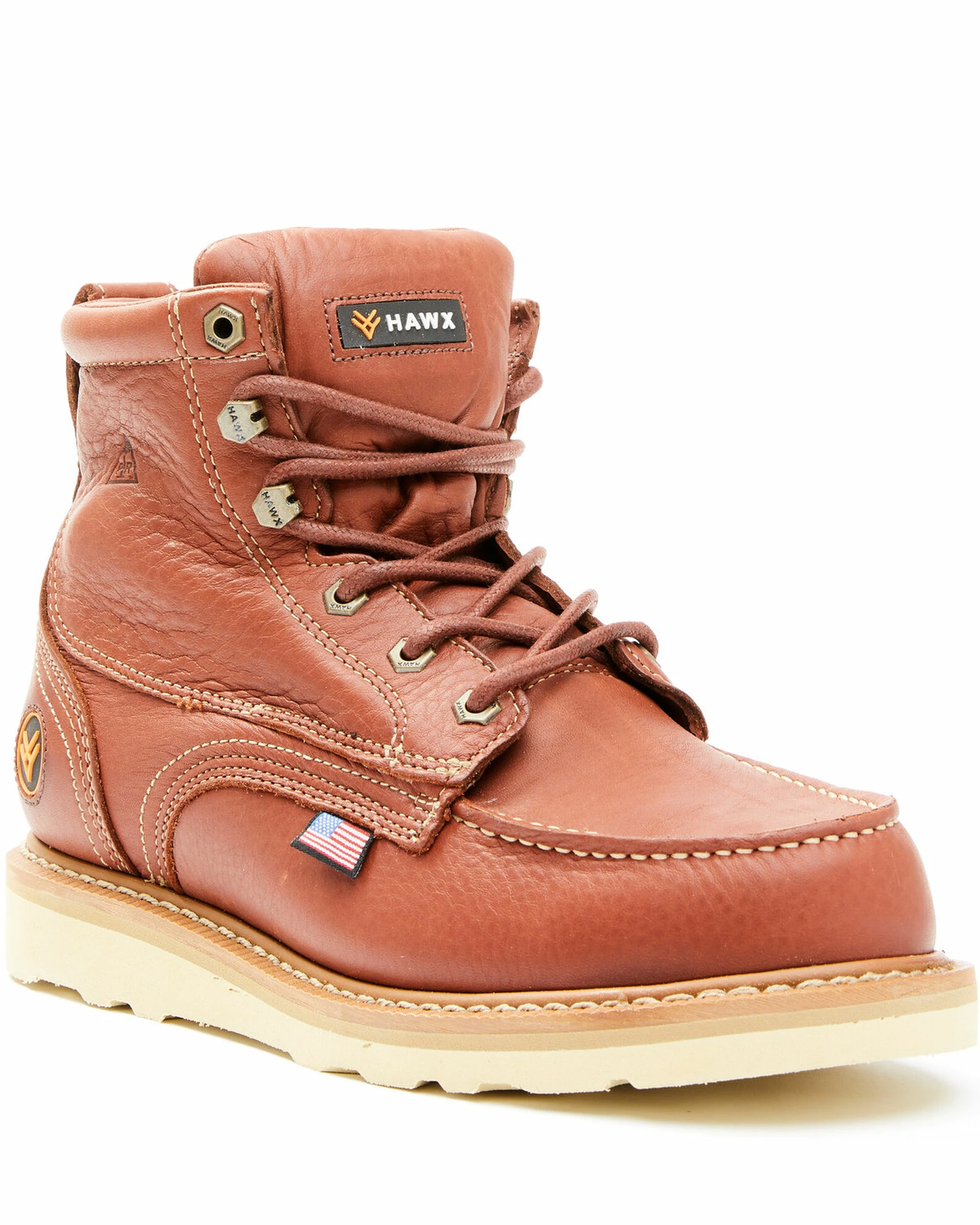 Hawx Men's Dark Brown USA Moc Wedge Work Boots - Soft Toe 3 Hawx Men's Dark Brown USA Moc Wedge Work Boots - Soft Toe