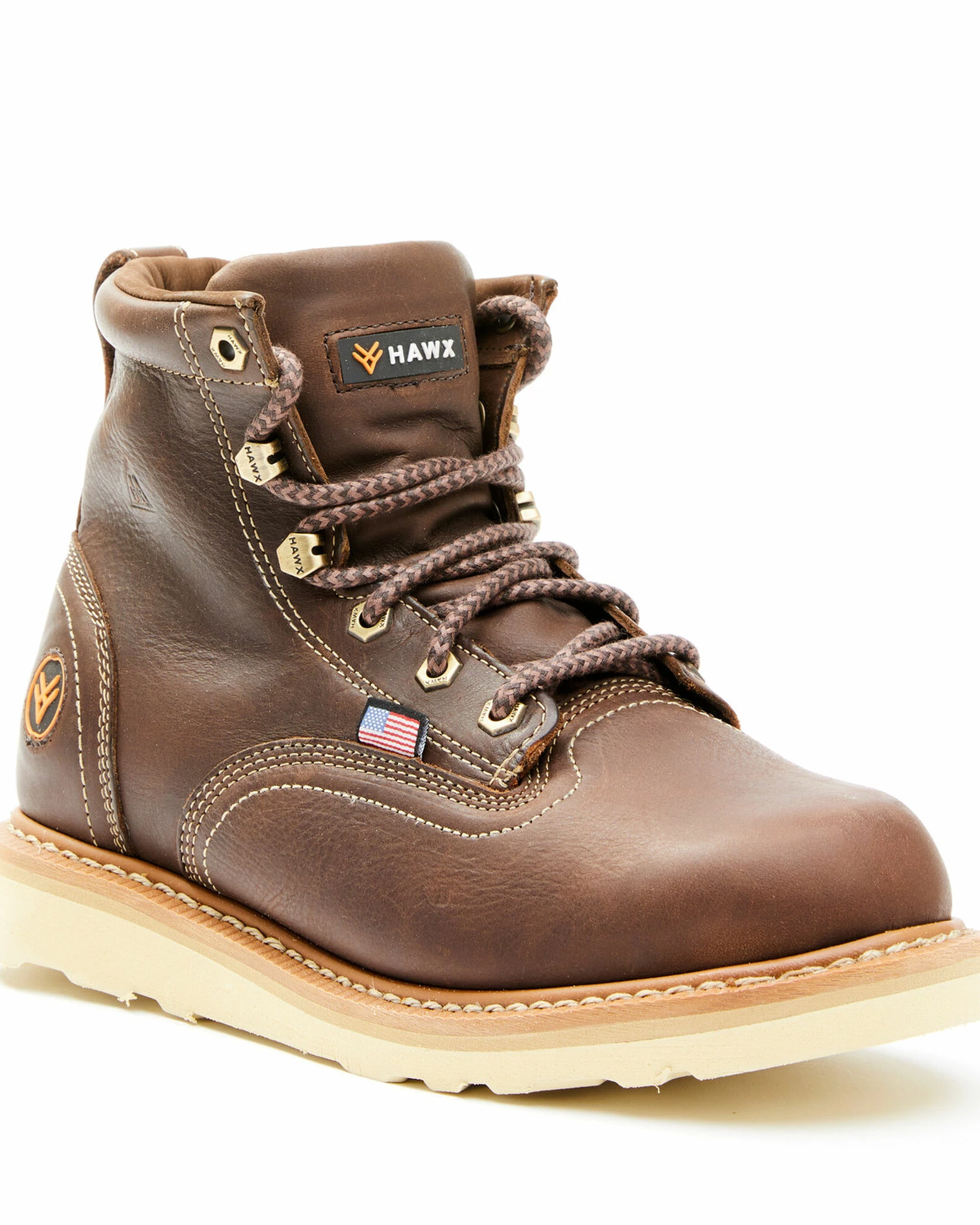 Hawx Men's Brown USA Wedge Work Boots - Soft Toe 3 Hawx Men's Brown USA Wedge Work Boots - Soft Toe