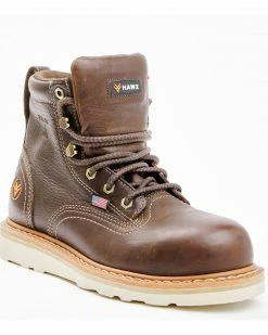 Hawx Men's Brown USA Wedge Work Boots - Steel Toe