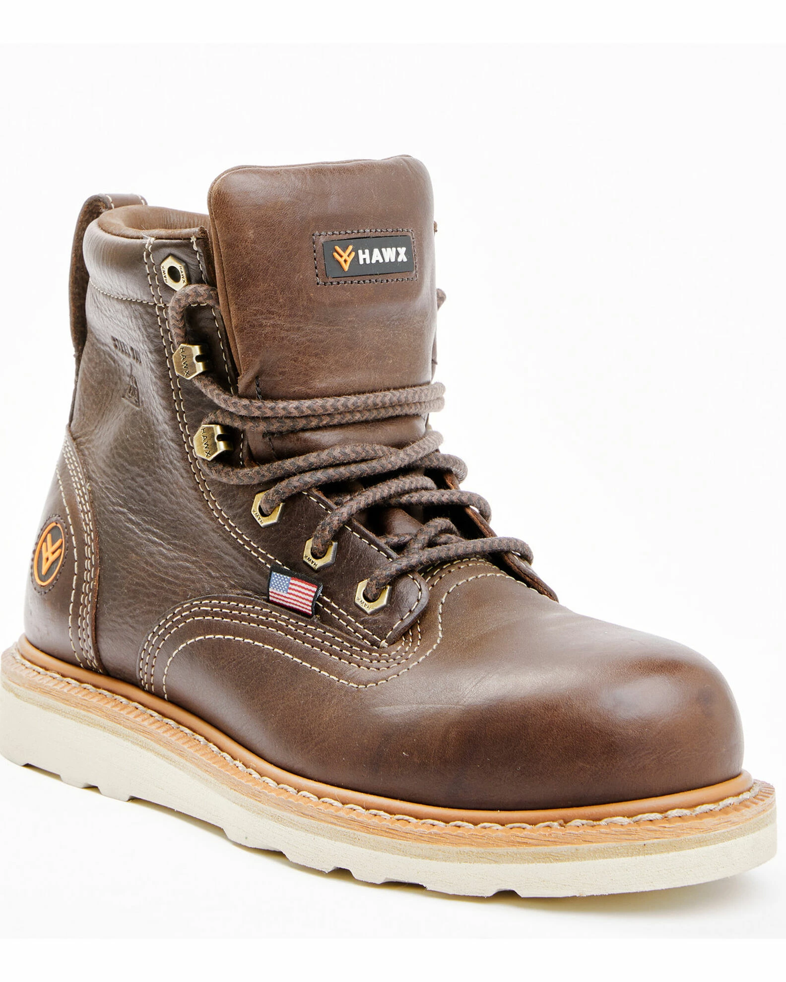 Hawx Men's Brown USA Wedge Work Boots - Steel Toe 3 Hawx Men's Brown USA Wedge Work Boots - Steel Toe