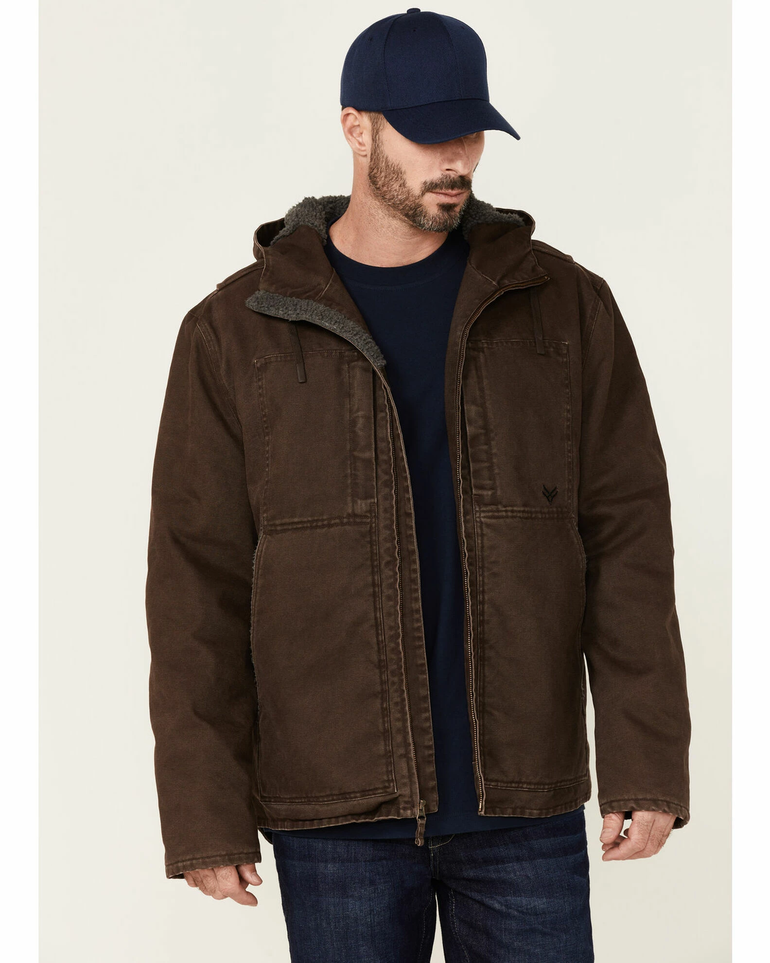 Hawx Men's Brown Castile Weathered Duck Hooded Zip-Front Insulated Work Jacket 3 Hawx Men's Brown Castile Weathered Duck Hooded Zip-Front Insulated Work Jacket