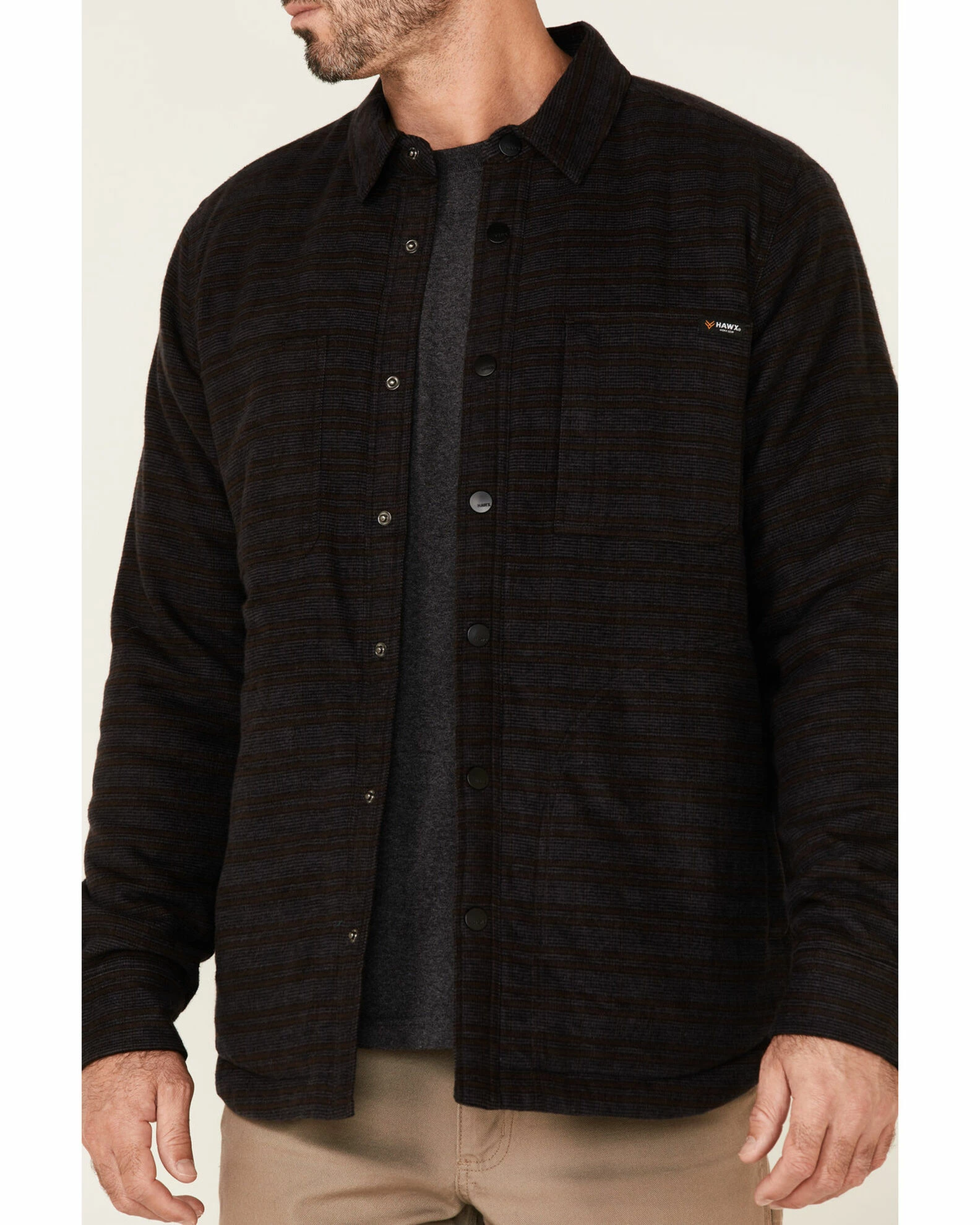 Hawx Men's Black McLain Plaid Insulated Snap Front Flannel Work Shirt Jacket 5 Hawx Men's Black McLain Plaid Insulated Snap Front Flannel Work Shirt Jacket - Image 3