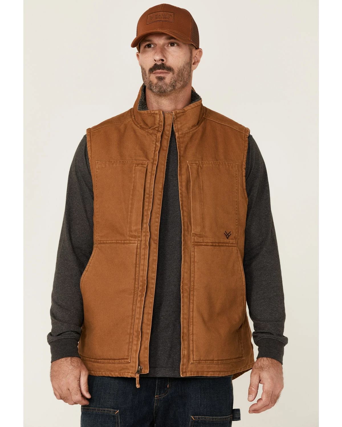 Hawx Men's Rust Copper Browder Weathered Duck Zip-Front Insulated Work Vest 7 Hawx Men's Rust Copper Browder Weathered Duck Zip-Front Insulated Work Vest - Image 5