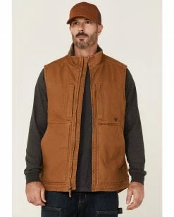 Hawx Men's Rust Copper Browder Weathered Duck Zip-Front Insulated Work VestÂ