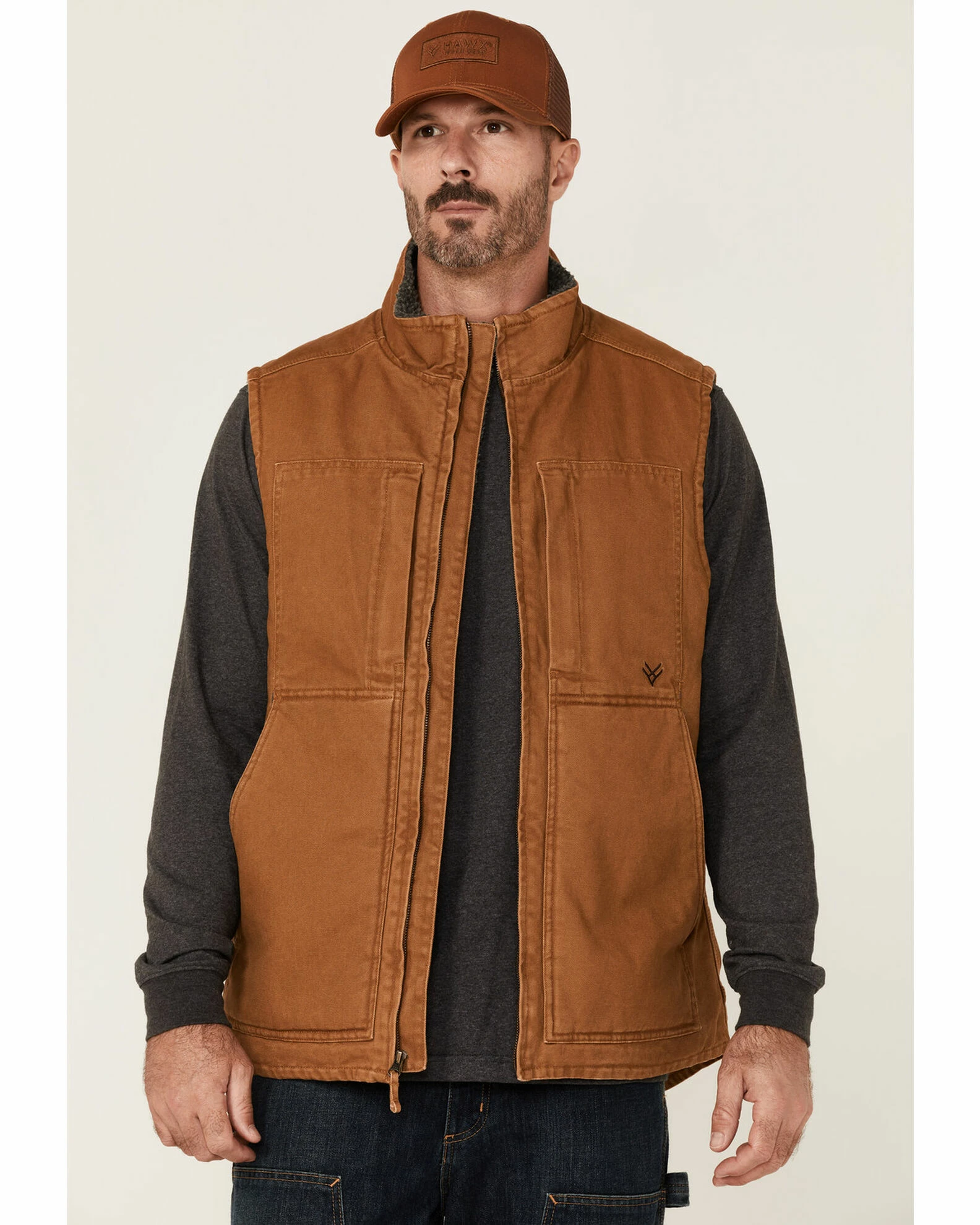 Hawx Men's Rust Copper Browder Weathered Duck Zip-Front Insulated Work Vest 3 Hawx Men's Rust Copper Browder Weathered Duck Zip-Front Insulated Work Vest