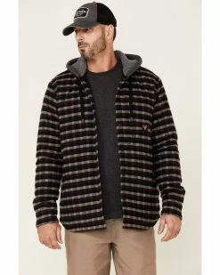 Hawx Men's Frederick's Mahogany Plaid Insulated Snap Front Hooded Work Shirt Jacket  -Hawx Shop 2000342852 204 P1 1