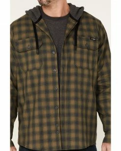 Hawx Men's Olive Plaid Robertson Button-Down Hooded Work Flannel Shirt 9 Hawx Men's Olive Plaid Robertson Button-Down Hooded Work Flannel Shirt -Hawx Shop 2000342919 341 P3