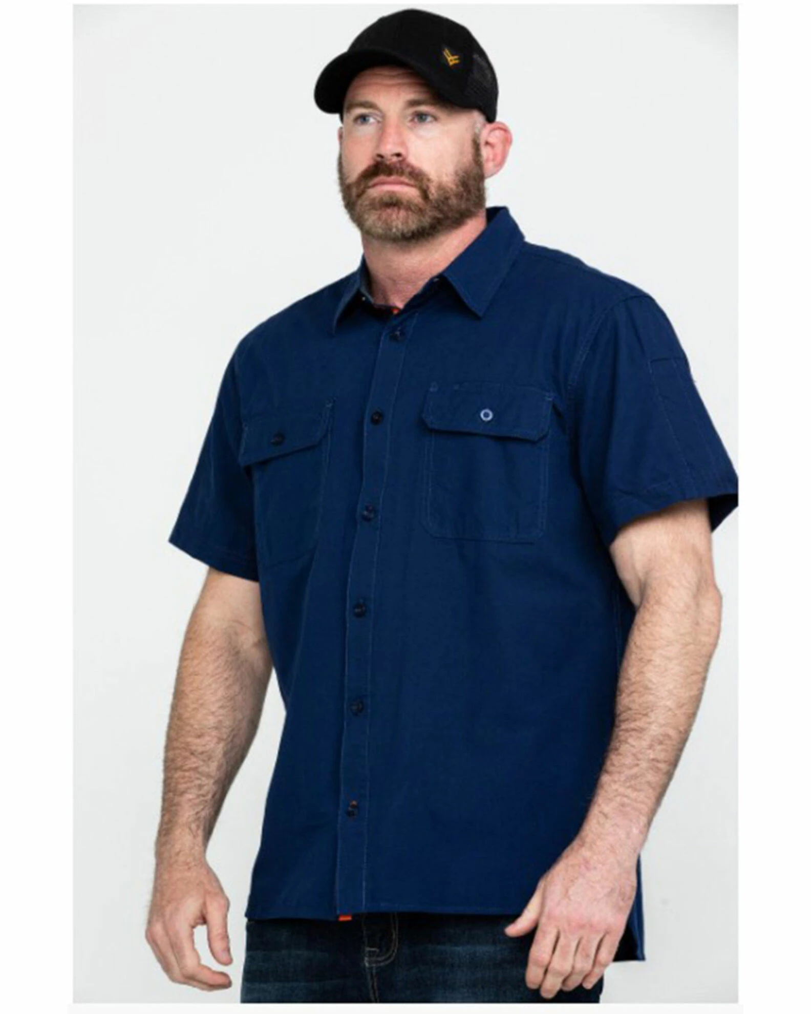 Hawx Men's Solid Navy Yarn Dye Two Pocket Short Sleeve Work Shirt - Big 3 Hawx Men's Solid Navy Yarn Dye Two Pocket Short Sleeve Work Shirt - Big